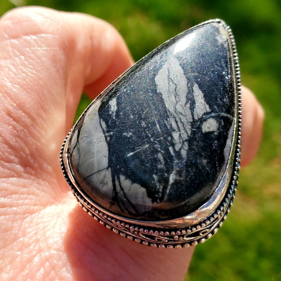 New Oversized Picasso Jasper 925 Silver Statement Ring. - Picture 8 of 16